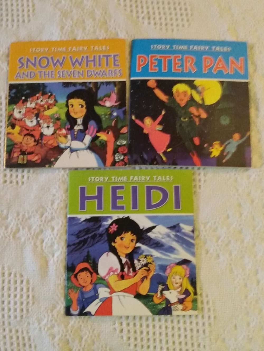 Set of 3 Vintage Children's Story Time Fairy Tales: Peter Pan, Heidi, Snow White
